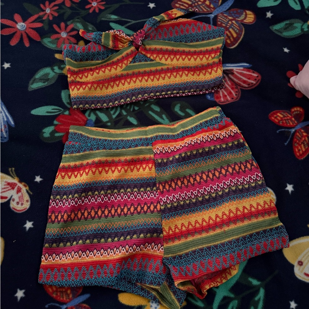 Colorful Striped Two-Piece Set
